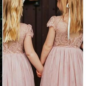 PAISLEY LACE FLOWER GIRL DRESS IN DUSTY PINK 10-12 years
